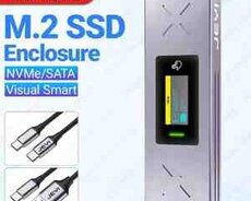 Ekranlı SSD box dual M.2 Nvme Sata TypeC