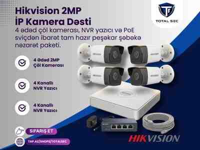 İP kamera dəsti Hikvision 4+1 İP kamera dəsti Hikvision 4+1