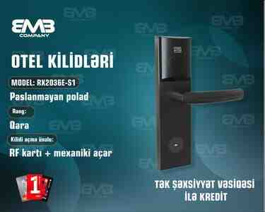 Otel Kilidi RX2036E-S1 Kartlı RFID Hotel Qapı Kilidi (Paslanmayan Polad, Qara) Otel Kilidi RX2036E-S1 Kartlı RFID Hotel Qapı Kilidi (Paslanmayan Polad, Qara)