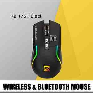 Kompüter siçanı R8 1761 RGB Dual Mode Wireless  Bluetooth Rechargable Black Kompüter siçanı R8 1761 RGB Dual Mode Wireless  Bluetooth Rechargable Black