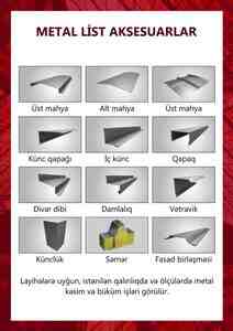 Sendviç panel aksesuarları Sendviç panel aksesuarları