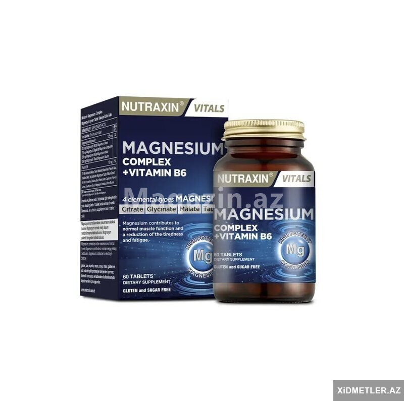 Nutraxin Vitals Magnesium Complex + Vitamin B6 | Maqnezyum Nutraxin Vitals Magnesium Complex + Vitamin B6 | Maqnezyum
