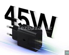 Adapter 45w orijinal Samsung (usb kabel ilə) Qara rəng