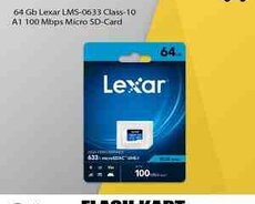 64 Gb Lexar LMS-0633 Class-10 A1 100 Mbps Micro SD-Card