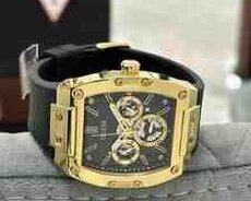 GUESS Mens Black Gold Tone GW0202G1 qol saatı