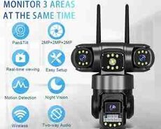WiFi simsiz PTZ360 3 kamera 8MP, 4K 64GB