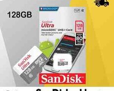 Mikro SD kart Sandisk Ultra Class 10 80MB, 128GB