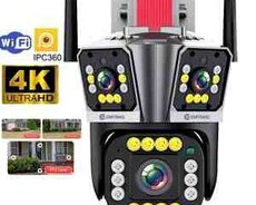 Simsiz Wifi ptz 3 kamera 360 8mp, 4K 64GB