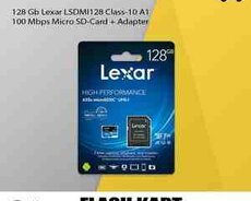128 Gb Lexar LSDMI128 Class-10 A1 100 Mbps Micro SD-Card + Adapter