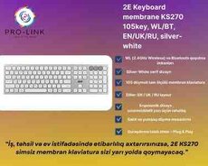 Klaviatura 2E Keyboard membrane KS270 105key, WL, BT, EN, UK, RU, silver-white