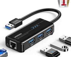 Ugreen 20265B  3x USB3.0 Hub + Lan Adapter