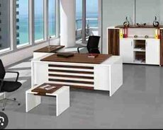 Ofis masası, oturacaqları, dolabı