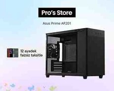 Masaüstü kompüter korpusu Asus Prime AP201 Tempered Glass mATX w, o PSU Black (90DC00G0-B39010)