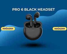 Bluetooth qulaqlıq Pro 6 black headset