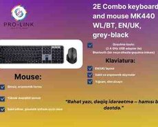 Klaviatura 2E Combo keyboard and mouse MK440 WL, BT, EN, UK, grey-black