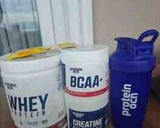 Whey protein, BCAA+, Creatin və su qabı
