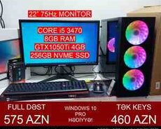 Oyun kompüteri RGB Gaming Core i5 3470 GTX1050Ti 4GB 256GB NVME