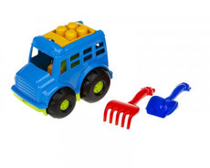 Uşaq üçün oyuncaq dəsti COLORPLAST 0084 Avtobus, kürək və dırmıq Mavi