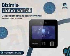 Girişə biometrik nəzarət terminalı Hikvision DS-K1T343EFWX