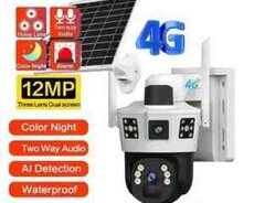 Simsiz 4G sim kartlı solar ptz 2 kamera 360 8mp, 4K