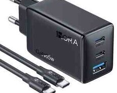 1HORA GAR322 65W 3 Portlu adapter + Type-C