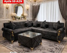 Bazalı künc divanları Kreditlə