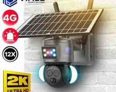 4G Tam simsiz Solar PTZ360 2 kamera 12MP, 4K+64gb
