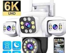 Wi-Fi Simsiz PTZ360 3 kamera 8MP, 4K +64GB