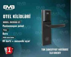 Otel Kilidi RX2036E-S1  Kartlı RFID Hotel Qapı Kilidi (Paslanmayan Polad, Qara)