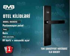 Smart Otel Kilidi RX2025E  Kartlı RFID Hotel Door Lock (Paslanmayan Polad, Qara)