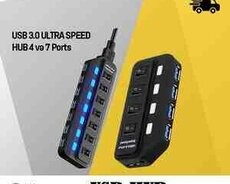 USB 3.0 HUB ultra speed 3 və 4 portlu