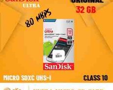 Micro SD Kart Sandisk Ultra 32GB Class 10 80Mbps