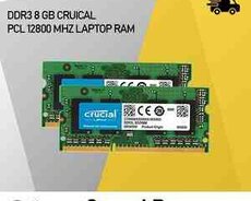 Operativ yaddaş Curcial Yeni 8GB DDR3 12800 Mhz Laptop RAM