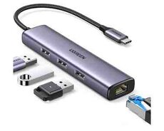 Ethernet kabeli Ugreen USB-C to 3USB3.0 Hub+RJ45
