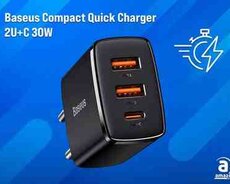 Baseus Compact Quick Charger 2U+C 30W EU Black CCXJ-E01
