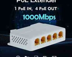 5 Port Gigabit PoE Extender, IEEE 802.3 afatbt 90W PoE Repeater 1000Mbps